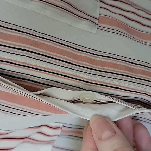 Sanctuary Girly Shirttail Hem pink/ white Split Back Button Up Blouse Top Small - Picture 4 of 10